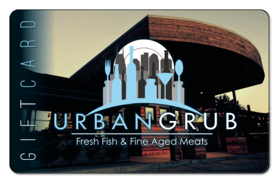 urban grub bottles and cuttlery logo on an image of the restaurant